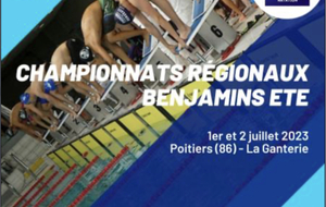 Championnats Régionaux été -50m- Avenirs & Benjamins du 1er au 2 Juillet a Poitiers 