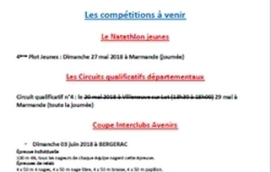 Calendrier des compétitions - modifications dates de mai. 