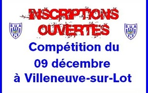 Inscriptions compétition du 09 décembre à Villeneuve sur Lot