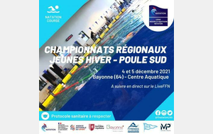 Championnats Régionaux Jeunes Hiver (zone Sud) à Bayonne les 4 et 5 décembre 2021