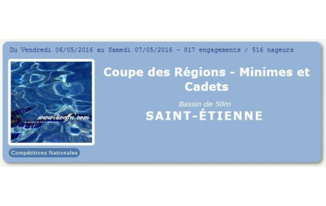 Coupe de régions - minimes et cadets à St Etienne les 6 et 7 mai 2016