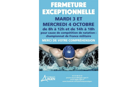 Entrainements perturbés  Mardi 02 Octobre et  Mercredi  04 Octobre.
